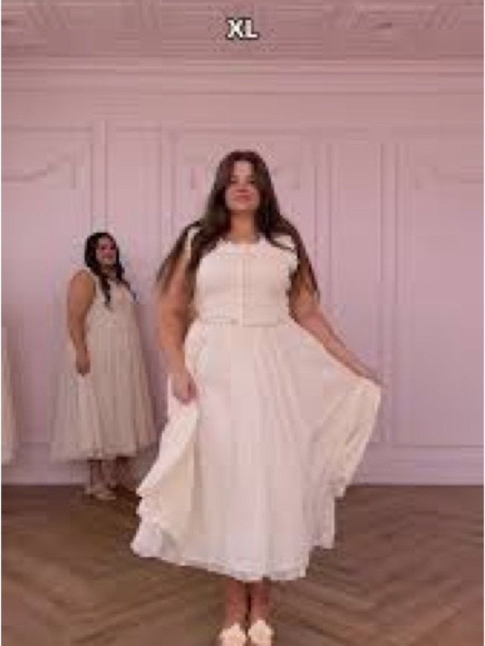 JessaKae Ivory Sleeveless Midi Dress with Flowy Skirt